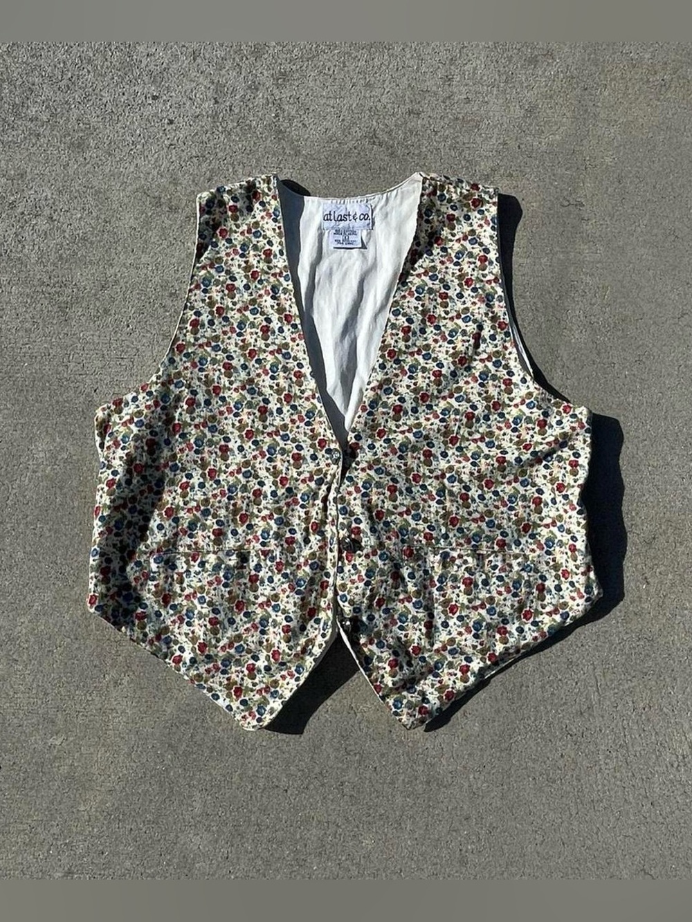Floral Button Front Vest - Multicolor
